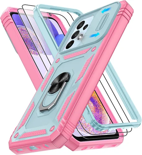 Vista 85 de Gritup Funda para Google Pixel 6 con cubierta deslizante para cámara y protector de pantalla (2 unidades), soporte de anillo giratorio 360°, funda