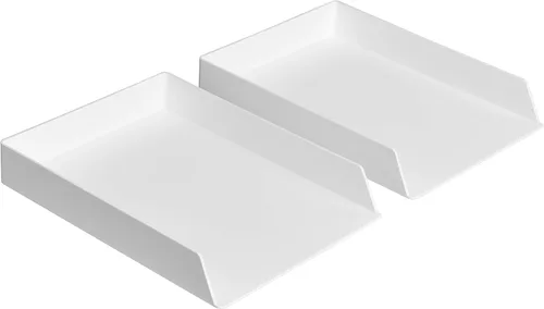 Vista 7 de Amazon Basics Organizador de escritorio rectangular de plástico, bandeja tamaño carta, paquete de 2, 9.7 x 2.2 x 13 pulgadas, negro