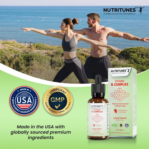 Vista 9 de Complejo Líquido de Vitamina B Fresa - 2 fl oz (2.0 fl oz) Features Liquid Drops, Strawberry Flavor, Methyl B12, Folate, and Easy-to-Use Formula