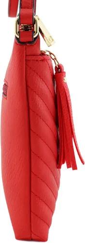 Vista 3 de Bandolera o bolsa mediana con patrón triangular, de estilo cruzado, acolchada y con borla