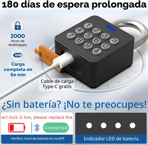 Vista 8 de Candado de huellas dactilares con código,Huella digital del candado