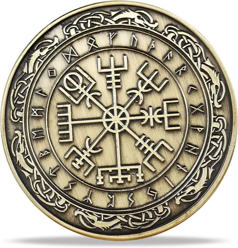 Vista 8 de Moneda Vikingo nórdico Mjolnir Moneda Martillo de Thor Mitología nórdica Talismán