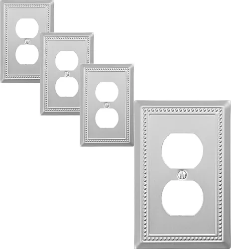 Vista 63 de OKAWYC Belaire - Cubierta para interruptor de luz de decoración individual, placa de pared de metal con cuentas, paquete de 4 unidades de bronce
