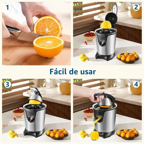 Vista 7 de JUSANTE Exprimidor de cítricos, máquina de exprimidor de naranja, Exprimidor de pomelo de lima manos libres de acero inoxidable, Exprimidor
