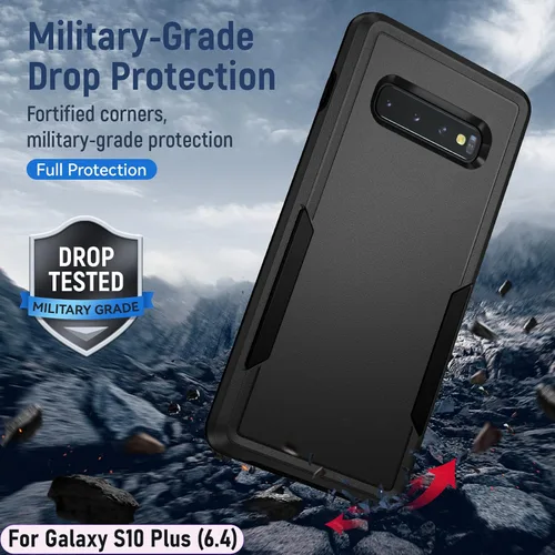 Vista 7 de Funda híbrida de doble capa para Galaxy S10 Plus/S10+ de 6.4 pulgadas, resistente a los golpes, resistente a los golpes, con 1 soporte magnético
