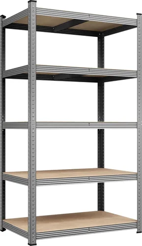 Vista 26 de Yaheetech Estantes de almacenamiento, estantería de metal ajustable resistente de 5 niveles, estante industrial para garaje, almacén, despensa, Negro