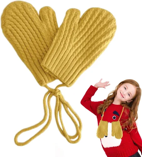 Vista 8 de Yimin Toddler Mitten String - Toddler Mittens with String Kids Warm Winter Full Finger Gloves Baby Thick Fleece Lined for Kid