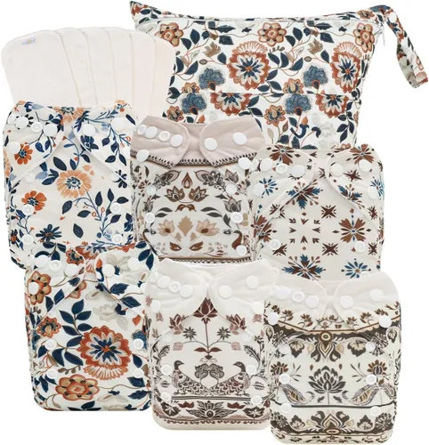Vista 13 de babygoal Pañales de tela para recién nacidos, paquete de 13 unidades para niños prematuros de 5-12 libras, 6 unidades con 6 insertos y bolsa