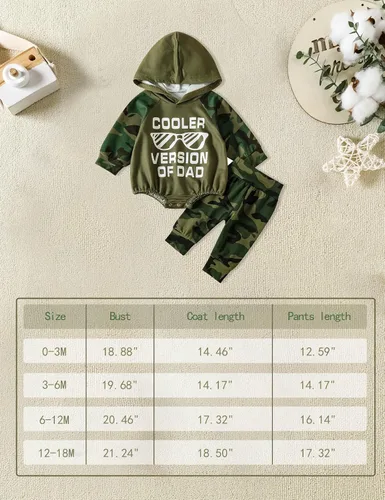 Vista 6 de Ropa de bebé niño suéter con capucha pantalones de bebé 2 piezas conjunto de ropa de regalo