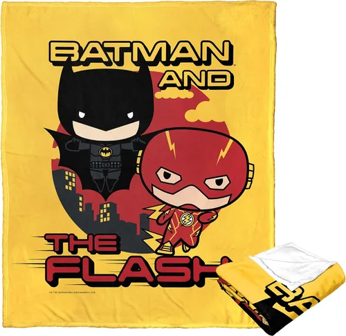 Vista 2 de Northwest DC - The Flash - Manta de seda táctil, 50 x 60 pulgadas, Batman y Flash