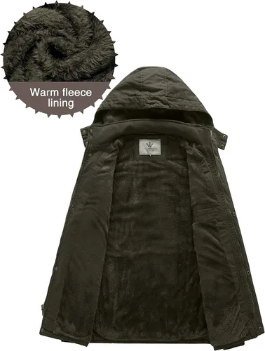 Vista 3 de Chaqueta WenVen, parca de invierno con capucha extraíble, cálida, para hombre