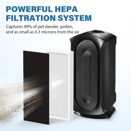 Vista 2 de 990051000 Filtro de repuesto compatible con purificador de aire Hamilton Beach TrueAir 04383 04384 04385 04386, 2 filtros y 6 filtros de carbono