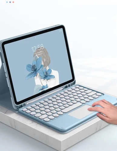 Vista 2 de Funda con teclado para iPad Air2 - Touchpad, magnético, Bluetooth desmontable, funda inteligente delgada para iPad 5ª/6ª generación de 9.7 pulgadas