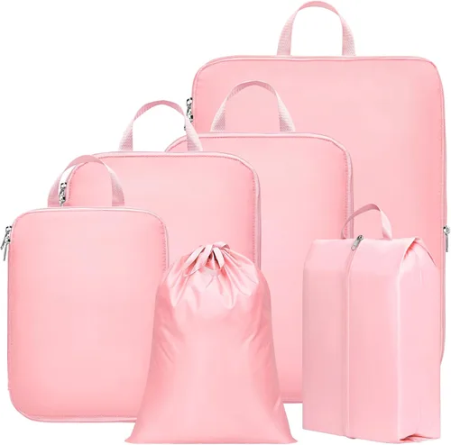 Vista 29 de Cambond - Cubos de compresión para viajes de mujer - Bolsas de viaje expandibles, organizadores de equipaje, esenciales de viaje, cubos de 01 Sandía