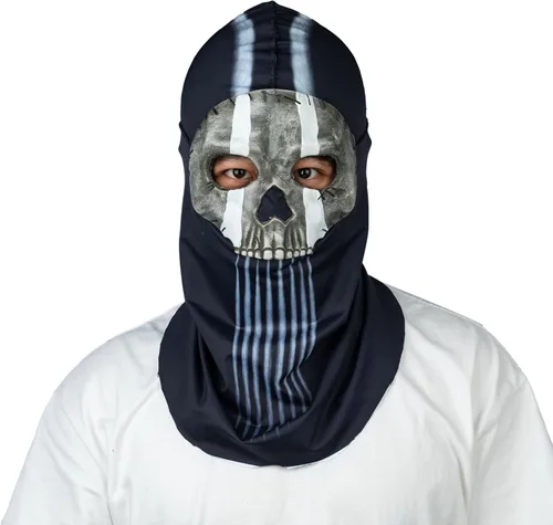 Vista 4 de A&C Hero Máscara de calavera fantasma, pasamontañas de esqueleto, máscara de disfraz de rostro completo, máscara para disfraz de Halloween, cosplay