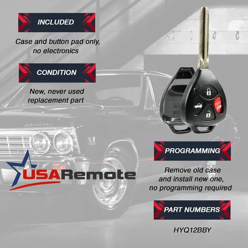 Vista 3 de Carcasa y almohadilla para llavero de control remoto de entrada sin llave compatible con Toyota Avalon 2008-2013 / Camry 2007-2011 / Corolla