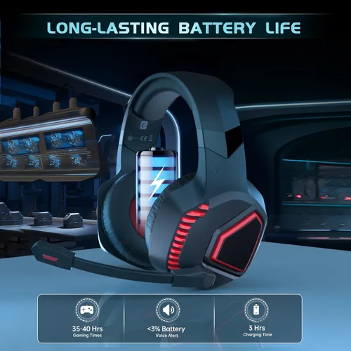 Vista 4 de Auriculares inalámbricos para juegos para PS5, PS4, Mac, Switch, PC, auriculares inalámbricos para juegos de 2.4 GHz, Bluetooth 5.2, micrófono