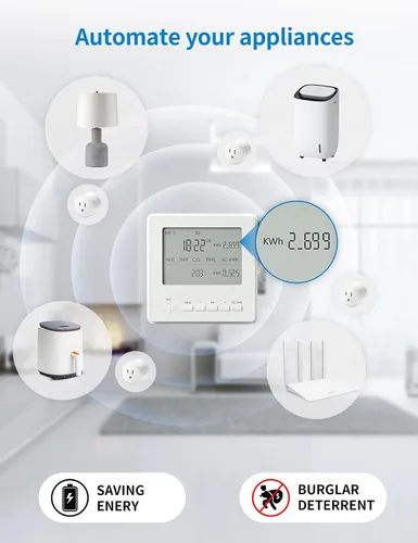 Vista 6 de Temporizador de salida inalámbrico expandible con monitor de energía, kit de interruptor de temporizador digital programable de 7 días y 24 horas