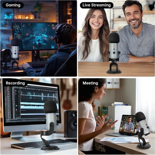 Vista 6 de Filtro Pop/Pantalla Antiviento para Micrófonos Blue Yeti y Yeti Pro, Cubierta de Micrófono de Espuma para Filtrar Plosivas y Ruido Sibilante