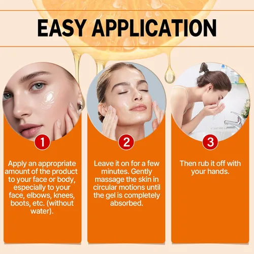 Vista 5 de 2 unidades de gel exfoliante naranja para cara y cuerpo, exfoliante de gel limpiador 2026, exfoliante facial de gel pelador de naranja, exfoliante