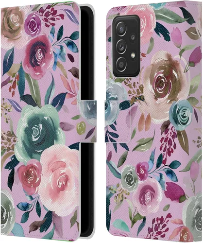 Vista 107 de Head Case Designs Officially Licensed Ninola Abstract Poppies Lilac Floral Leather Wallet Case Compatible with Samsung Galaxy A07 4G