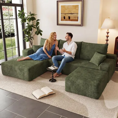 Vista 101 de Lakifun Sofá en Forma de L de 107" con Otomana, Seccional Modular Moderno Sofá Cómodo en Forma de U Nube, Asiento Profundo, Chaise Longue Cama