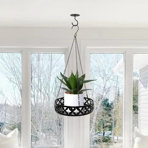 Vista 6 de ARTORA Colgador de metal para plantas, cesta colgante moderna para plantas, soporte para macetas, cadena colgante con gancho de techo para balcón