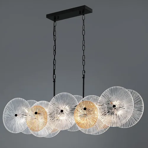 Vista 12 de LIGHTDAMY Candelabros de cristal negro para lámparas de comedor sobre la mesa Iluminación de isla de cocina de 8 luces con cubierta de vidrio