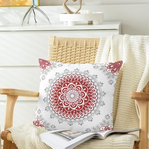 Vista 4 de CaliTime Fundas de Almohadas Decorativas Paquete de 2 Cómodas de Vellón Mandala Dalia Floral Medallón Estilo Brújula Fundas de Cojines para Sofá