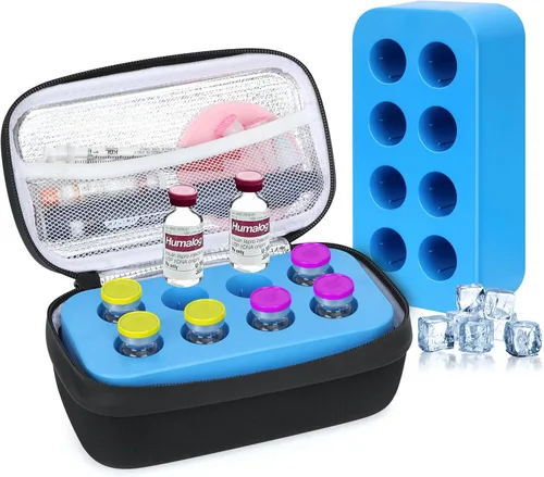 Vista 8 de YOUSHARES Estuche de viaje para viales de insulina – Bolsa de transporte para diabetes aprobada por la TSA que mantiene la medicina fresca