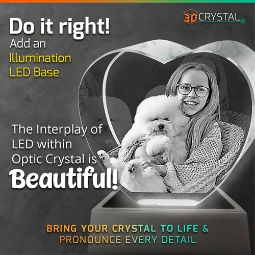 Vista 4 de Corazón de fotos de cristal 3D, imagen de corazón de cristal 3D, regalos de Navidad personalizados con foto láser 3D, regalo de San Valentín