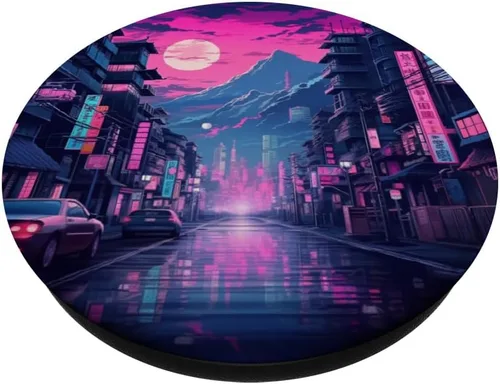 Vista 2 de PopSockets PopGrip estándar de moda japonesa Vaporwave Kanji Japón