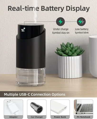 Vista 4 de Difusor de aceite esencial sin agua para aromaterapia para el hogar, habitación grande, automóvil, oficina, escritorio, mini ambientador inalámbrico
