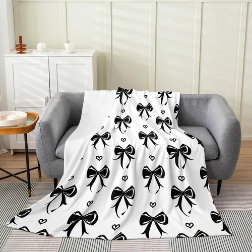 Vista 39 de Erosebridal Manta de franela con nudo de lazo para niñas, 40 x 50 pulgadas, diseño de rayas de diamante, para sofá cama y cama de vellón para niños