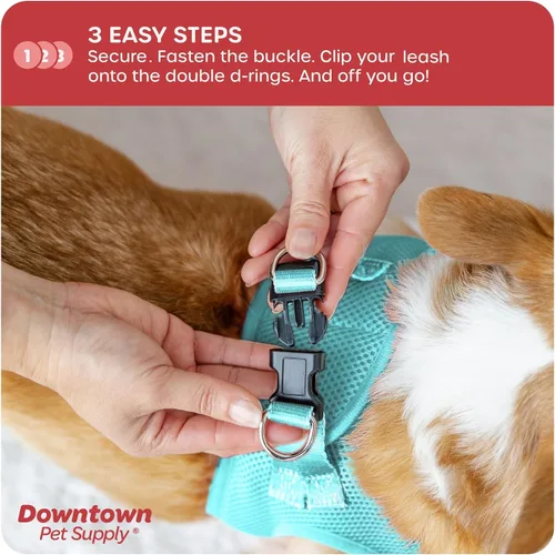 Vista 145 de Downtown Pet Supply Arnés para perro Step-in – Sin tirones, malla acolchada ajustable con ribete reflectante, correa de hebilla segura – Arnés