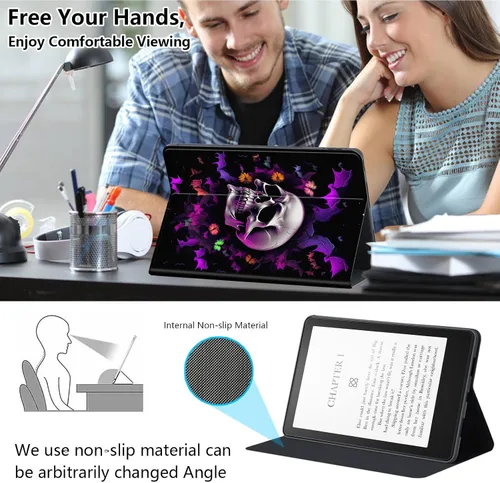 Vista 6 de Funda para Kindle básico de 6 pulgadas (11.ª generación), múltiples ángulos, piel sintética, delgada, con función de encendido y apagado automático