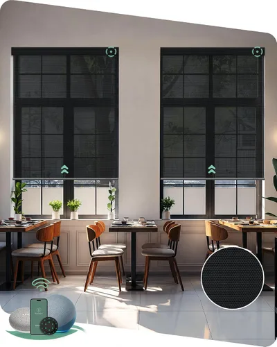 Vista 19 de Yoolax Persianas solares motorizadas que filtran la luz, persianas inteligentes con control remoto, funcionan con Alexa, persianas enrollables