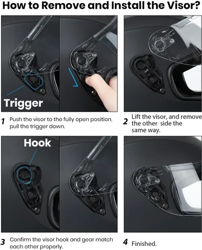Vista 5 de Favoto - Casco de cara completa para motocicleta aprobado por DOT, Cascos para motos, moto de nieve y bicicleta todoterreno para adultos, hombres