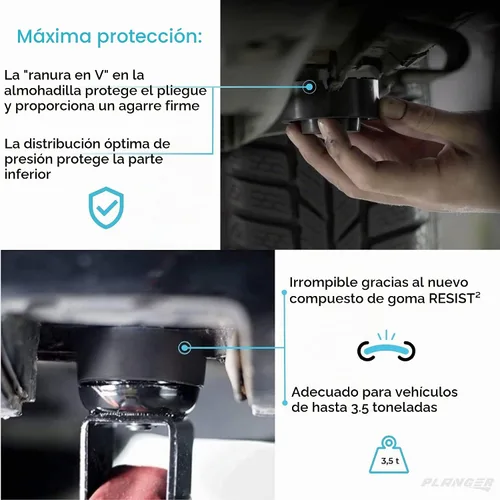Vista 7 de PLANGER® - Power Pad - Gato de goma para carretilla, soporte de eje de elevación del vehículo - Uso universal - Protege tu coche, SUV y cualquier