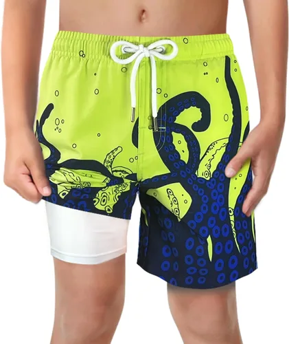Vista 19 de Trajes de Baño para Niños con Forro de Compresión Cómodos Shorts de Natación Anti-Rozaduras Elásticos UPF Secado Rápido Talla 3T-20 Estrellas Águila