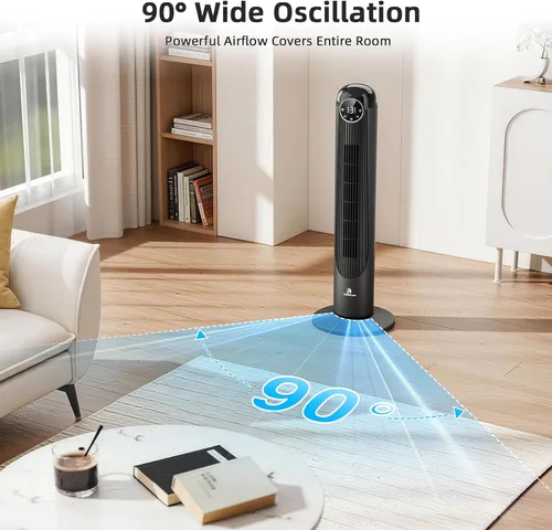 Vista 3 de Antarctic Star T36 Tower Fan-36 Inch, Bladeless Oscillating Fan with Remote, 6 Speeds & 4 Modes, LED Display, 9H Timer, Quiet Floor Standing Fan for