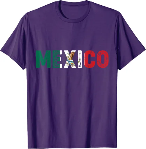 Vista 19 de Camiseta con texto en inglés «Mexico Vintage Letras» como bandera mexicana, Negro