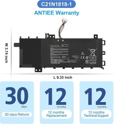 Vista 7 de C21N1818-1 Battery for ASUS VivoBook 15 F512FA F512DA F512JA X512DA X512JA F512FB F512FJ F512FL F512UA X512FA X512FB X512FJ X512FL X512JF X512JP