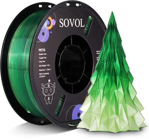 Vista 14 de Sovol Materiales de impresión 3D del filamento 5.74 ft m 2.2 lbs de PETG de Alta precisión, fuerte dureza, tensión de cableado, precisión Verde