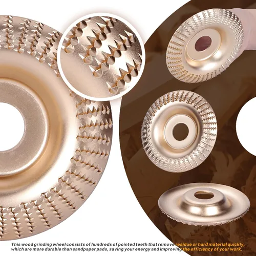 Vista 5 de BLEKOO Juego de 5 Discos de Tallado de Madera para Amoladora Angular, Compatible con 4" y 4 1/2", Eje de 5/8", Moldeador de Madera y Dientes