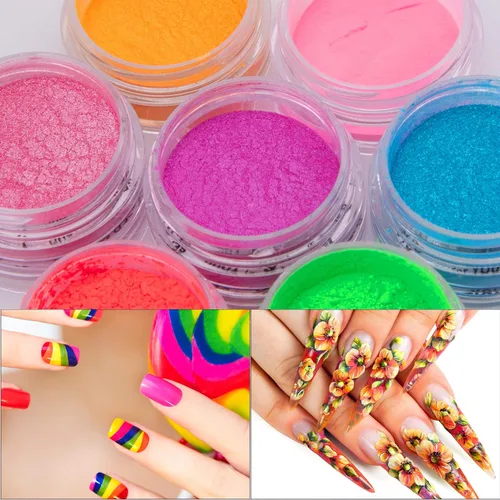Vista 3 de Duufin 36 colores de pigmento de uñas en gel acrílico pigmentos coloridos luminosos iridiscentes con purpurina perlado de alto brillo halo en polvo
