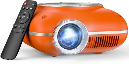 Vista 9 de HOMPOW - Mini proyector con Bluetooth de dos vías, proyector portátil para uso en cine en casa, compatible con 1080P para proyector al aire Azul