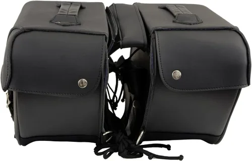 Vista 9 de Milwaukee Leather SH66901ZB - Alforjas medianas de PVC negro con 2 correas, colocación por encima, con ribetes reflectantes - Talla única
