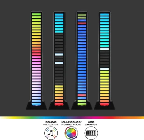 Vista 3 de XTREME Monster Sound-Reactive - Barra de luz LED multicolor para ecualizador, montaje horizontal/vertical, recargable, cable de carga USB incluido