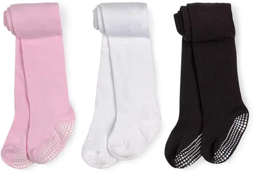 Vista 4 de LA ACTIVE Baby Girls Tights - Cozy Warm Cotton Cable Knit Winter Tights - Non-Skid Grip - Toddler Infant Newborn Kids